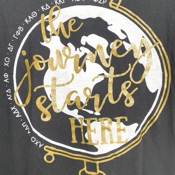 Bella Canvas University Tees Alpha Chi Omega Black V-Neck Tee Size Medium - Picture 7 of 11